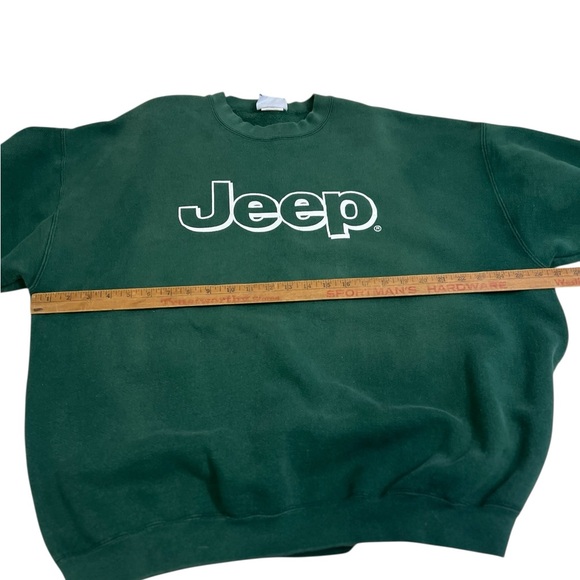 Vtg JEEP Green Crewneck Sweatshirt Mens 2XL Spell Out White Logo Lee Made USA - Picture 4 of 7